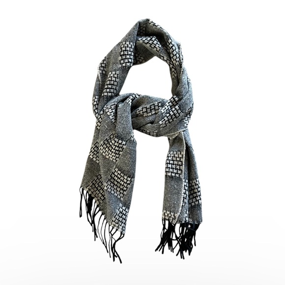Pierre Cardin Wool Blend Checks Scarf Italy - Picture 1 of 4